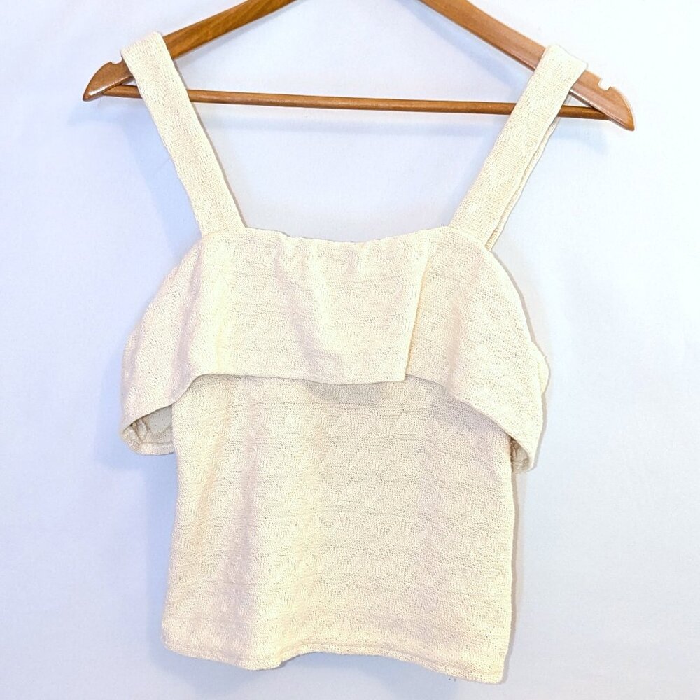 Madewell | Crochet Ruffle Cotton Tank Top in Cream | Size Small - Picture 6 of 11